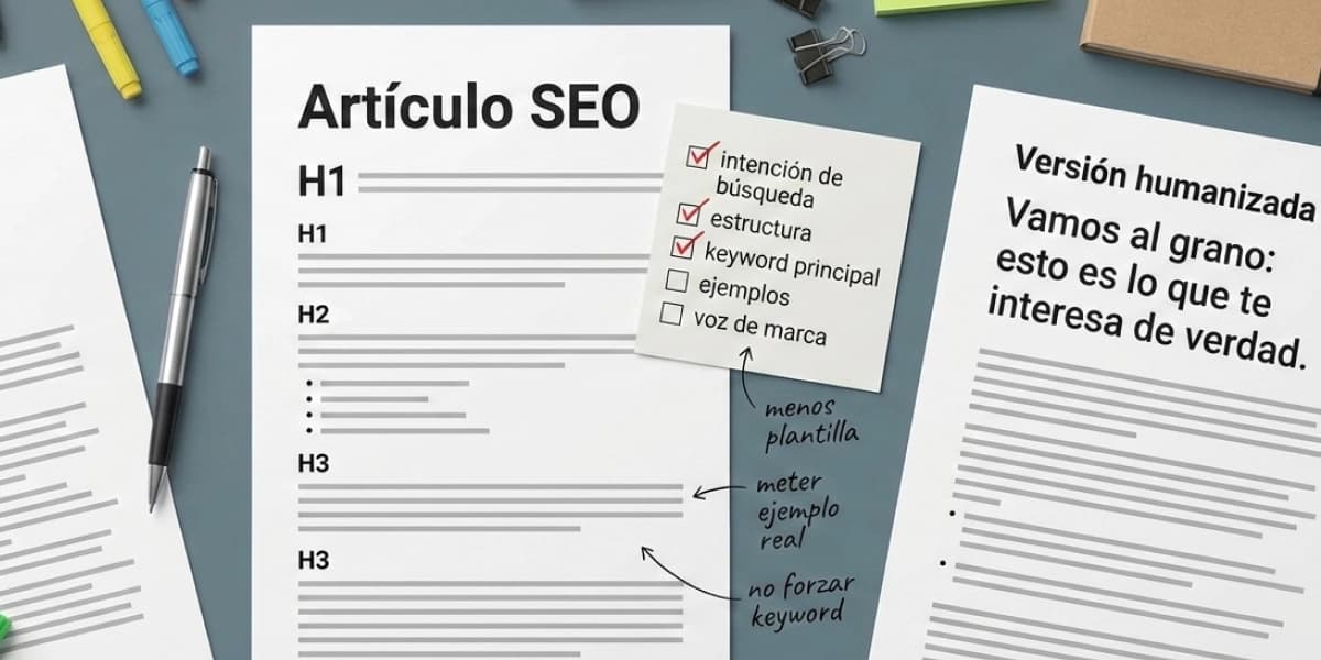 Editor ajustando un artículo SEO para hacerlo más natural sin perder estructura ni keywords